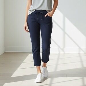 T by Talbots Navy Blue Cropped Sweatpants‎ Drawstring Waist - Size MP